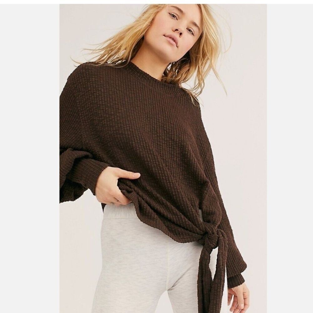 FREE PEOPLE FP Beach Gulfport Pullover Sweatshirt Sweater Size XS Brown